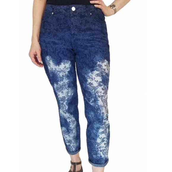 Bandolino Lisbeth Skinny Jeans Denim Curvy Crop Super Luxe Paisley Women’s 10 - Picture 2 of 11